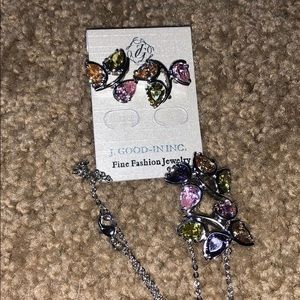 Pastel earrings and necklace with pendant